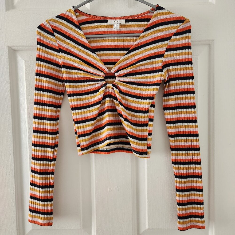 Topshop Multicolor Striped Crop Top